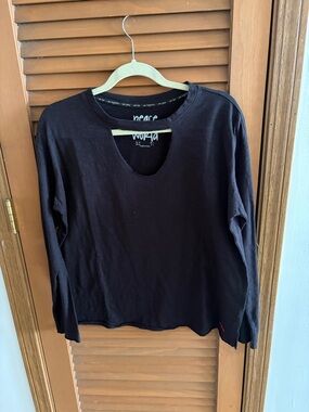 Black Long Sleeve Top with Scoop Neck